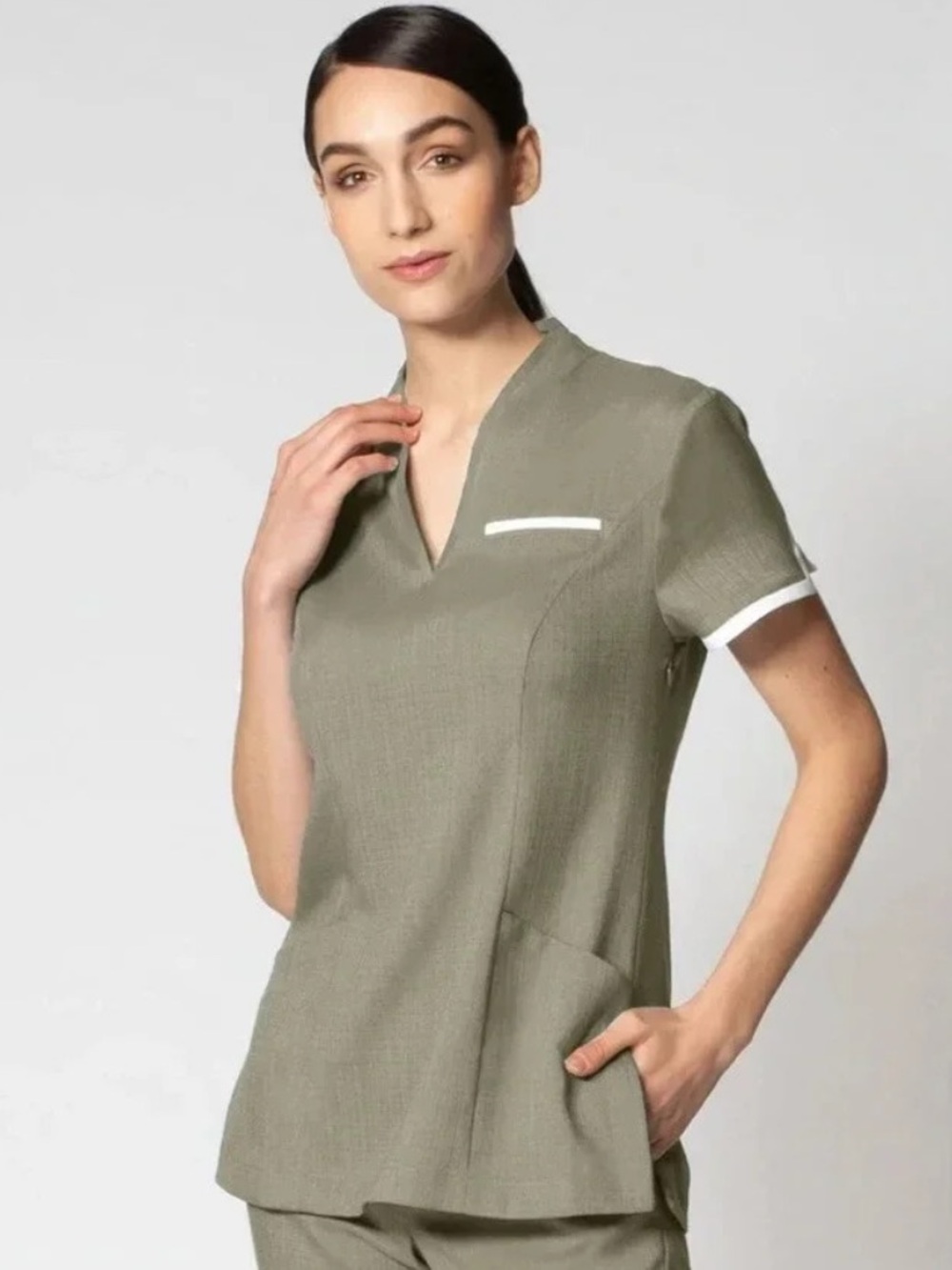 Noel Asmar Women’s Sage Green Faux Linen V-Neck Maya Tunic Top size Medium